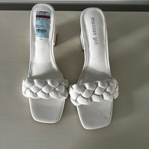 Madden Girl White Braided Mules